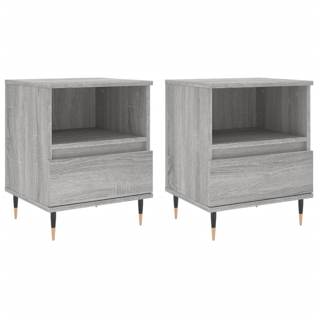 vidaXL Κομοδίνα 2 τεμ. Γκρι Sonoma 40 x 35 x 50 εκ. από Επεξεργ. Ξύλο