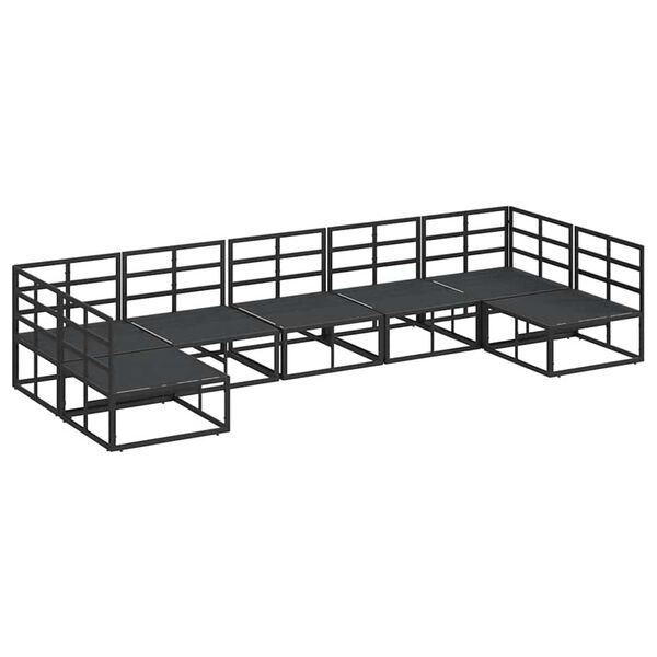 vidaXL Σετ Καναπέ Κήπου με μαξιλάρι 7 pcs Μαύρο Αλουμίνιο