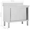 vidaXL Ερμάριο Πάγκος Συρόμενες Πόρτες 100x50x(95-97) εκ. Ανοξ. Ατσάλι