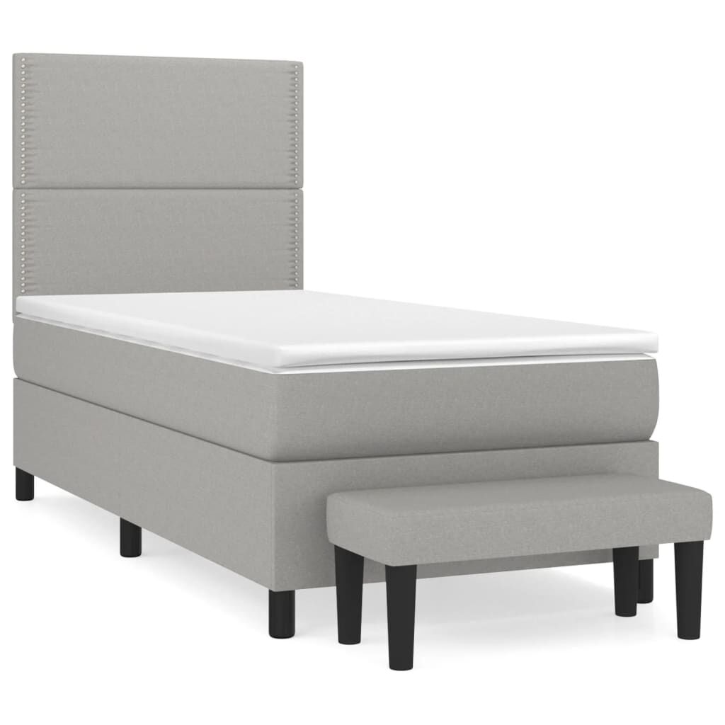 vidaXL Κρεβάτι Boxspring με Στρώμα Ανοιχτό Γκρι 80x200 εκ. Υφασμάτινο