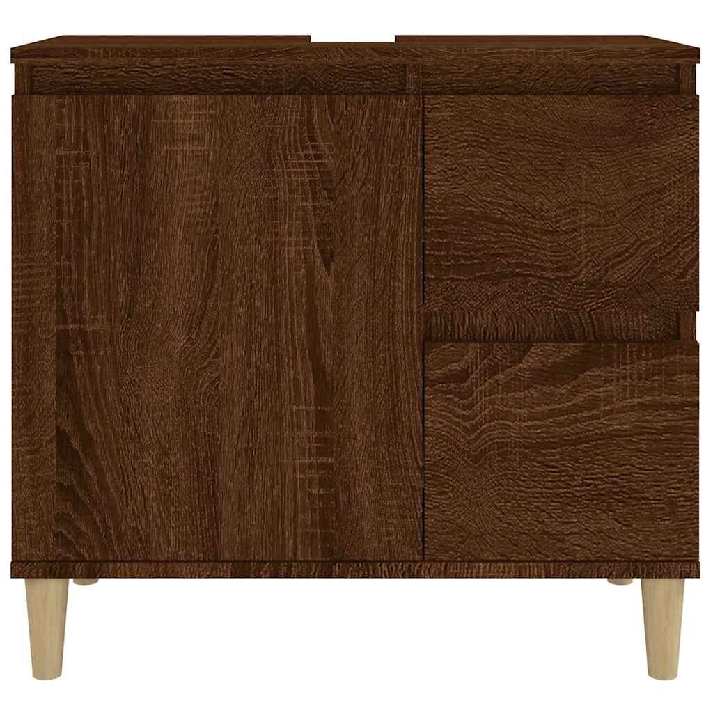 vidaXL Ντουλάπι Μπάνιου Καφέ Δρυς 65x33x60 εκ. Επεξεργασμένο Ξύλο