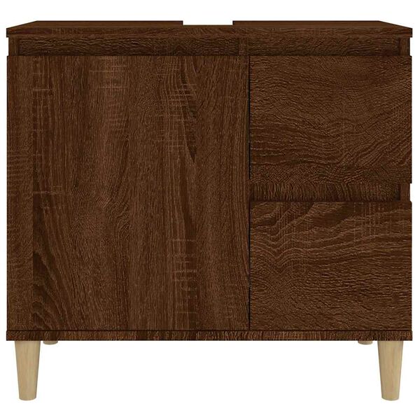 vidaXL Ντουλάπι Μπάνιου Καφέ Δρυς 65x33x60 εκ. Επεξεργασμένο Ξύλο