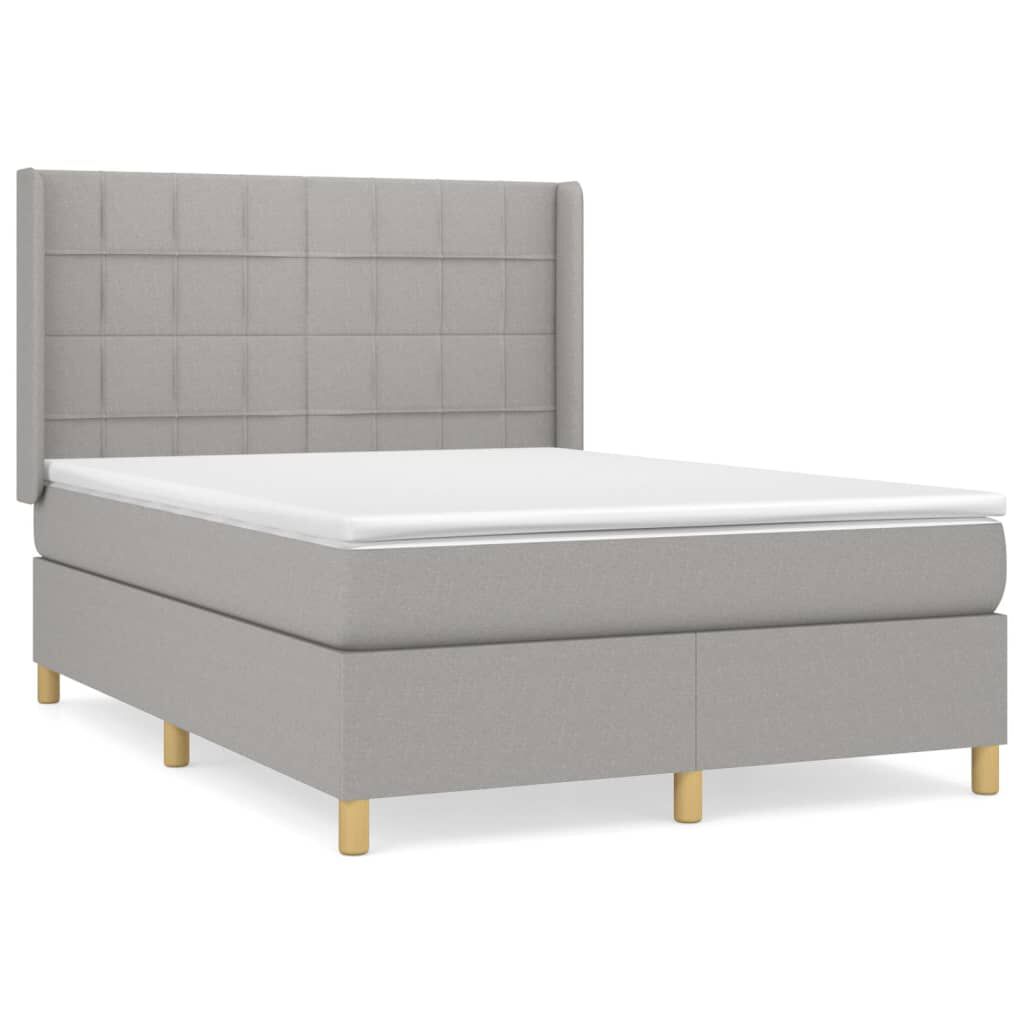 vidaXL Κρεβάτι Boxspring με Στρώμα Ανοιχτό Γκρι 140x200 εκ. Υφασμάτινο