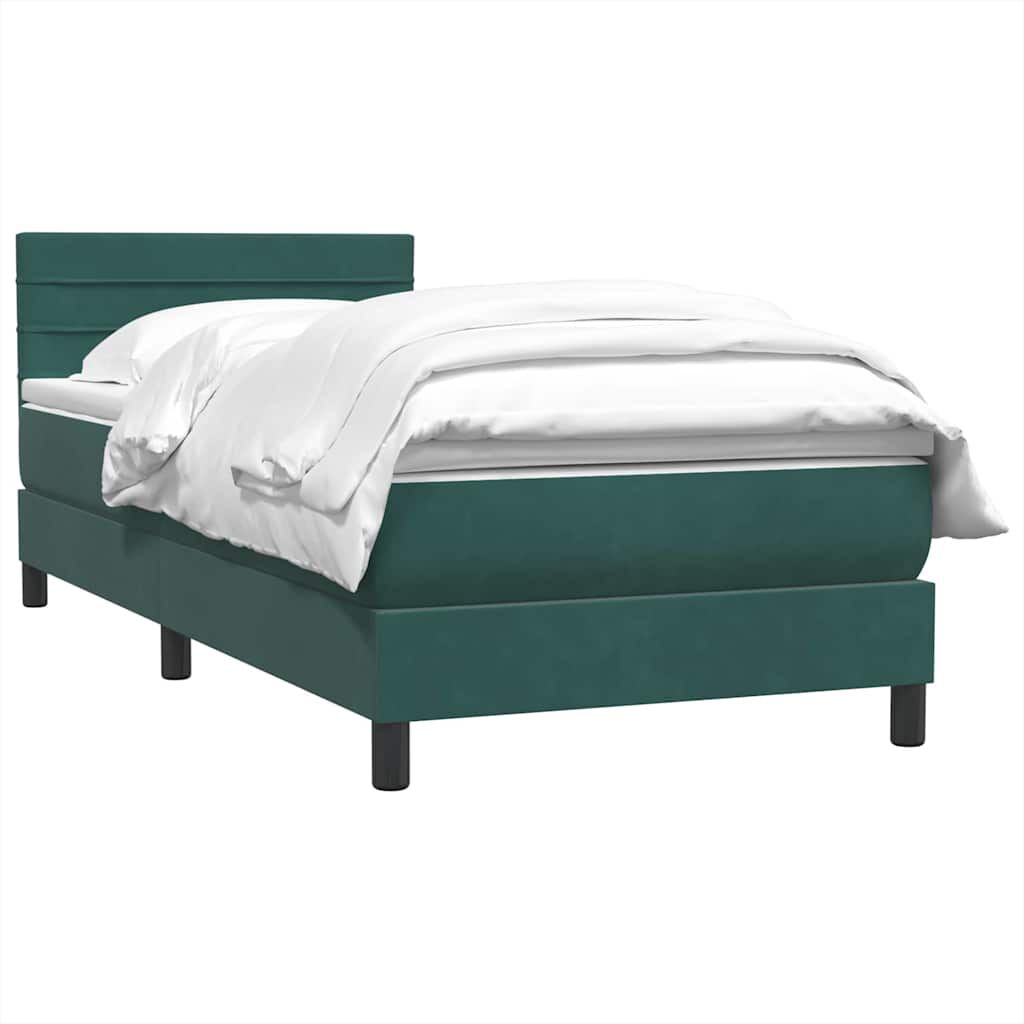 vidaXL Box Spring κρεβάτι με στρώμα σκούρο πράσινο 90x220 cm Velvet