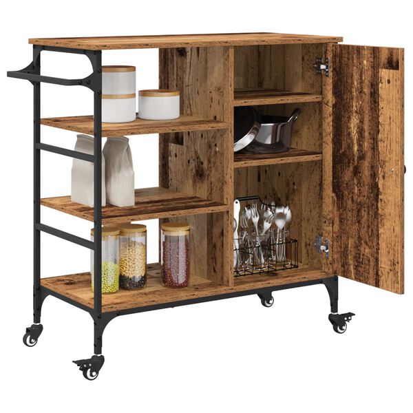 vidaXL Τροχόσπιτο Κουζίνας Παλιό Ξύλο 87,5x38,5x84,5 cm Κατασκευασμένο από Ξύλο