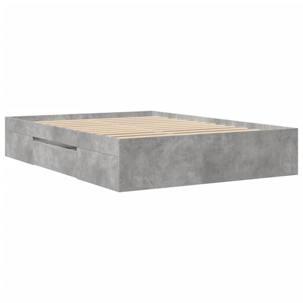 vidaXL Πλαίσιο Κρεβατιού Γκρι Σκυροδέματος 120x190 εκ. Επεξεργ. Ξύλο