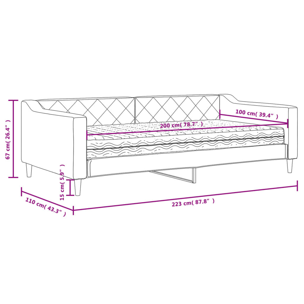 vidaXL Καναπές Κρεβάτι με Στρώμα Κρεμ 100 x 200 εκ. Υφασμάτινο