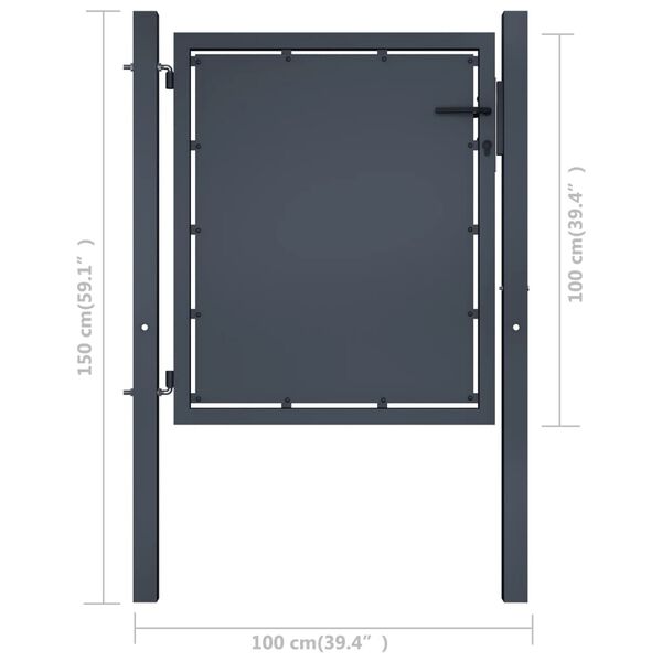 vidaXL Πόρτα Περίφραξης Κήπου Ανθρακί 100 x 100 εκ. Ατσάλινη