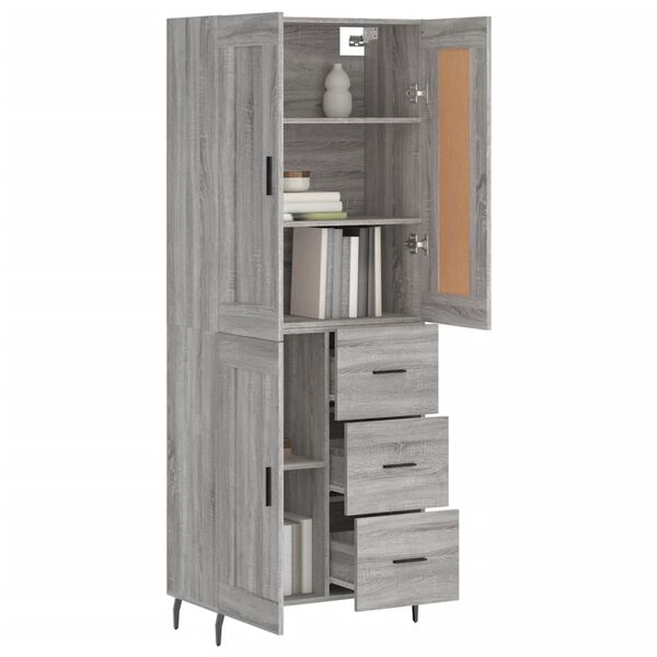 vidaXL Ντουλάπι Γκρι Sonoma 69,5 x 34 x 180 εκ. Επεξεργασμένο Ξύλο
