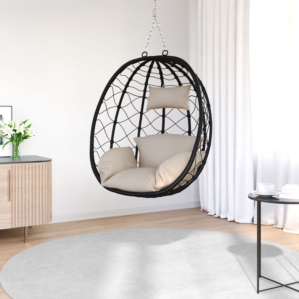 vidaXL Κρεμαστή Καρέκλα Αυγού Basket χωρίς Στήριξη Taupe Poly Rattan
