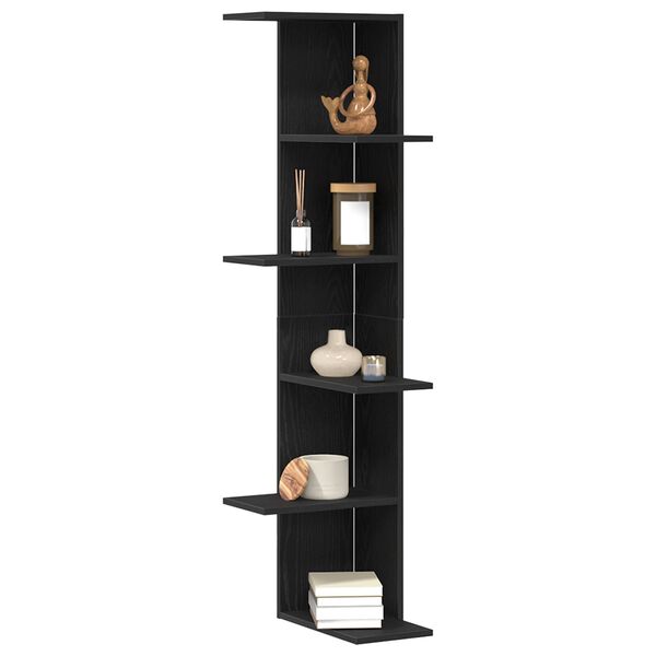 vidaXL Γωνιακή Ράφια με ράφι Μαύρη δρυς 36.5 x 36.5 x 140 εκ.
