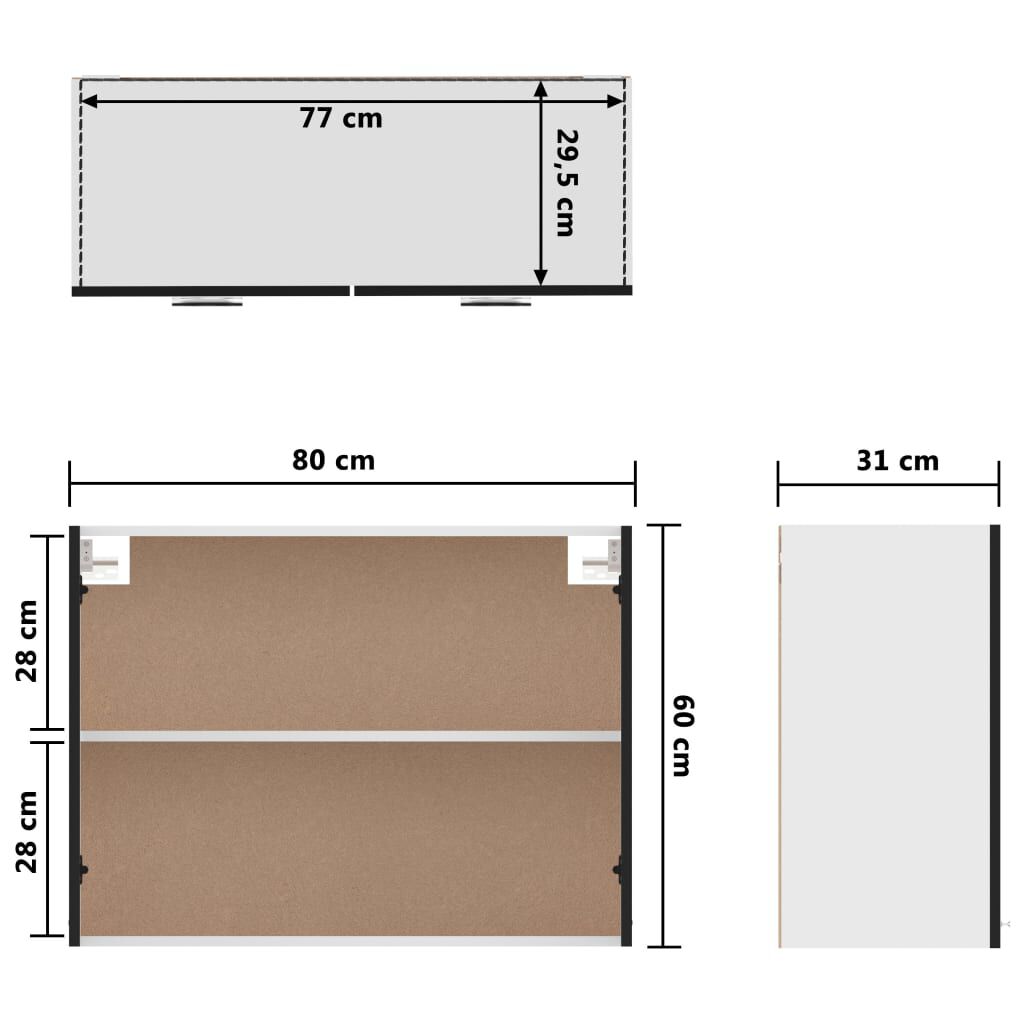 vidaXL Ντουλάπι Κρεμαστό Lyon Μαύρο 80 x 31 x 60 εκ. από Επεξ. Ξύλο