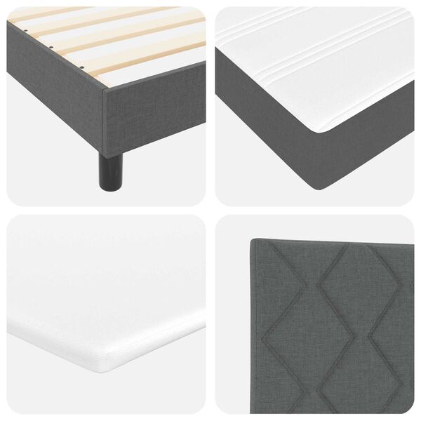 vidaXL Κρεβάτι Μπαορέ με Στρώμα & LED Σκούρο Γκρι 80x200 εκ. Ύφασμα