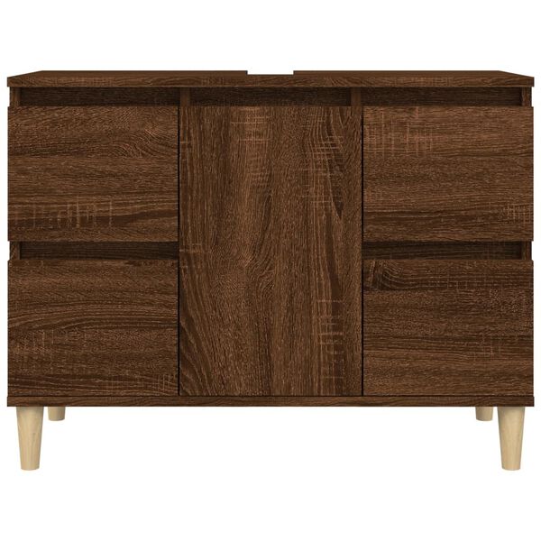 vidaXL Ντουλάπι Νιπτήρα Καφέ Δρυς 80 x 33 x 60 εκ. Επεξεργασμένο Ξύλο