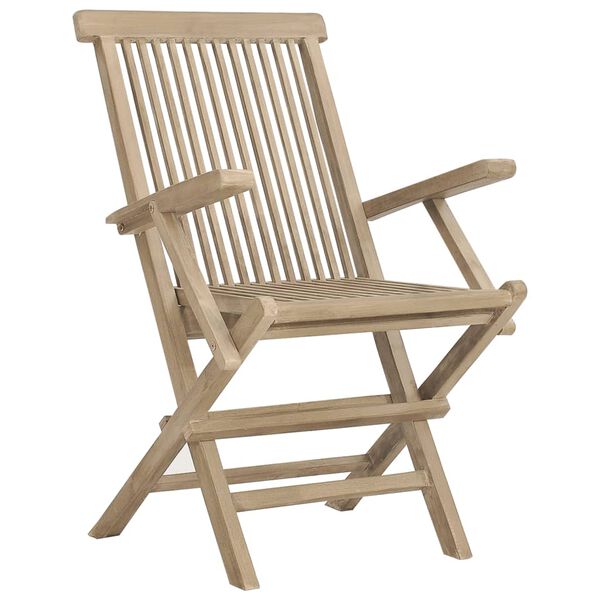 vidaXL Καρέκλες Κήπου Πτυσσόμενες 6 τεμ. Γκρι 56x61x89 εκ. Μασίφ Teak