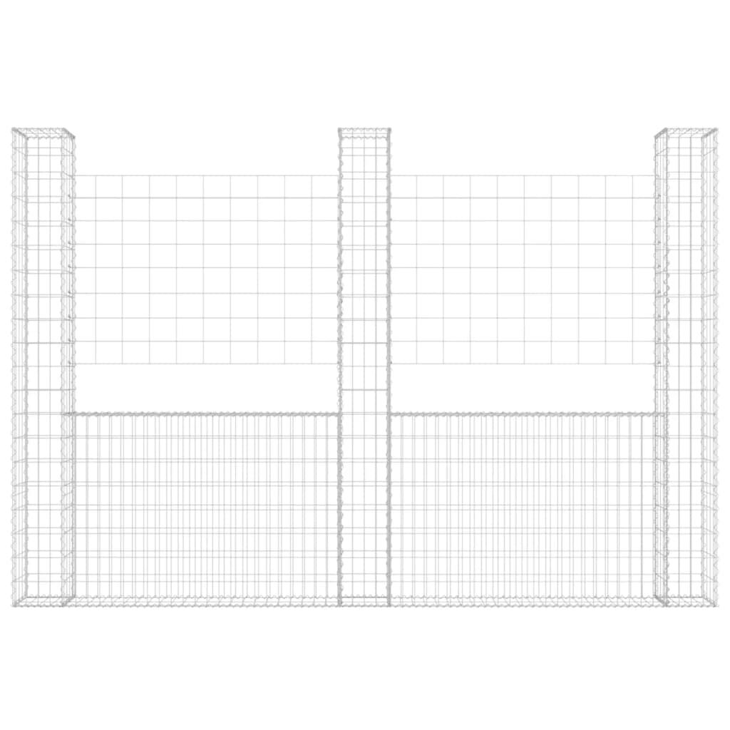 vidaXL Συρματοκιβώτια σε U Σχήμα με 3 Στύλους 260x20x200 εκ Σιδερένιο