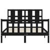 vidaXL Πλαίσιο Κρεβατιού με Κεφαλάρι Μαύρο από Μασίφ Ξύλο Double