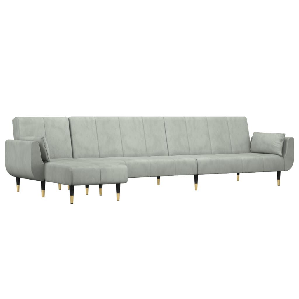 vidaXL Καναπές Κρεβάτι Γωνιακός Αν. Γκρι 275 x 140 x 70 εκ. Βελούδινος