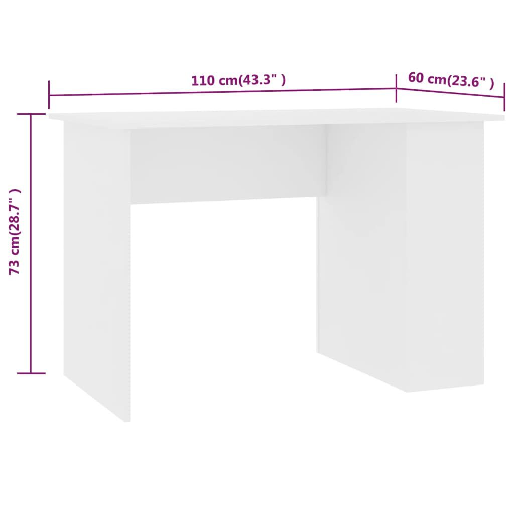 vidaXL Γραφείο Λευκό 110 x 60 x 73 εκ. από Μοριοσανίδα