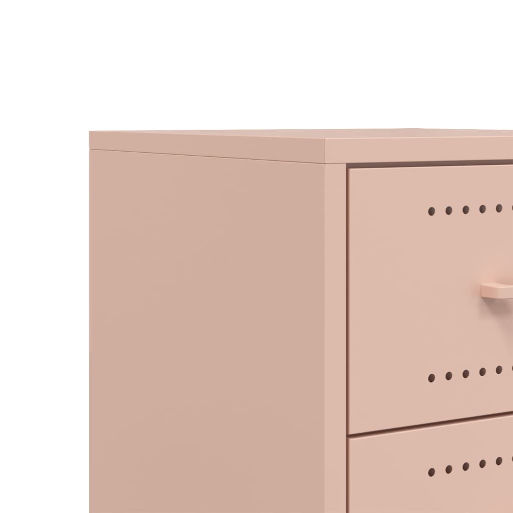 vidaXL Κομοδίνο Ροζ 36x39x43,5 εκ. από Χάλυβα