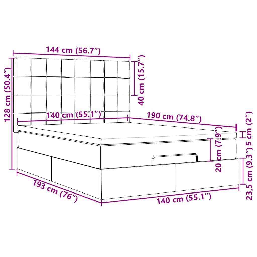 vidaXL Οθωμανικό κρεβάτι με στρώμα μπλε 140x190cm ύφασμα