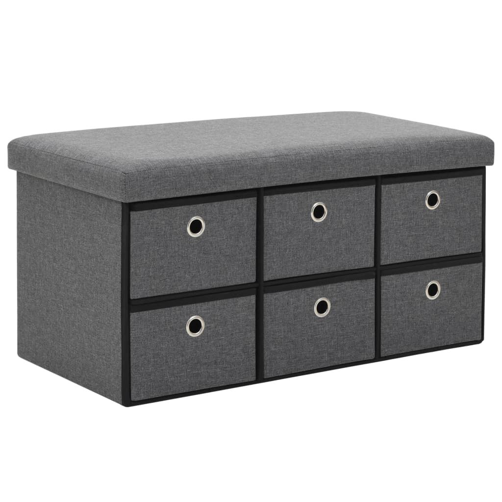 vidaXL Πάγκος Αποθήκευσης Σκούρο Γκρι 76x38x38 εκ. Συνθετικό Λινό