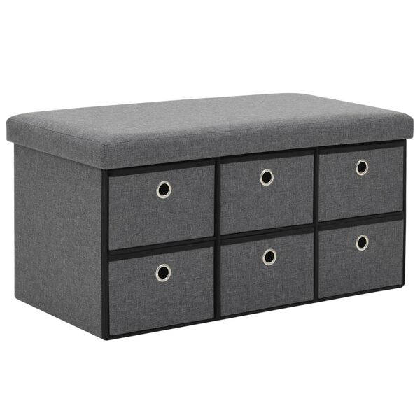 vidaXL Πάγκος Αποθήκευσης Σκούρο Γκρι 76x38x38 εκ. Συνθετικό Λινό