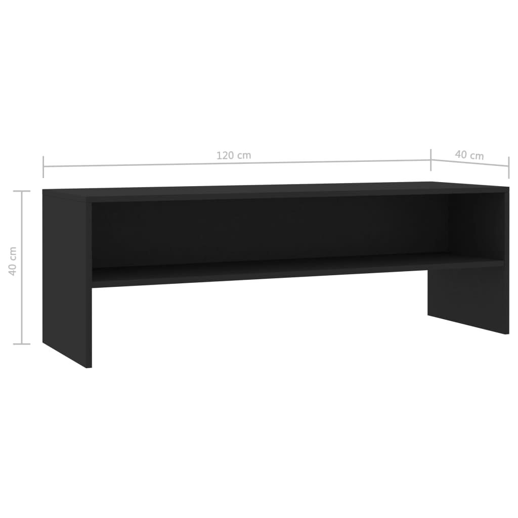 vidaXL Έπιπλο Τηλεόρασης Μαύρο 120 x 40 x 40 εκ. από Επεξ. Ξύλο