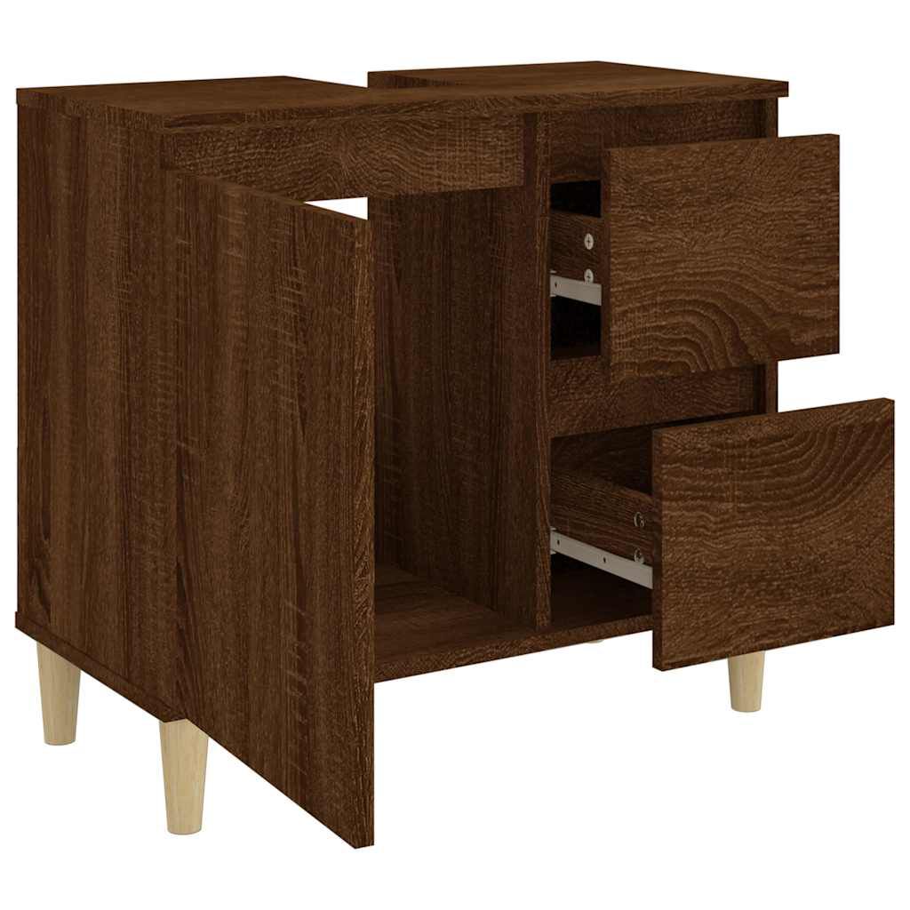 vidaXL Ντουλάπι Μπάνιου Καφέ Δρυς 65x33x60 εκ. Επεξεργασμένο Ξύλο