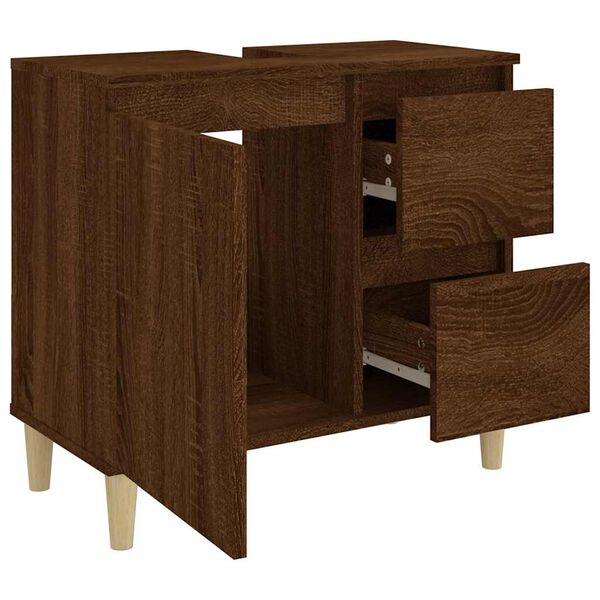 vidaXL Ντουλάπι Μπάνιου Καφέ Δρυς 65x33x60 εκ. Επεξεργασμένο Ξύλο