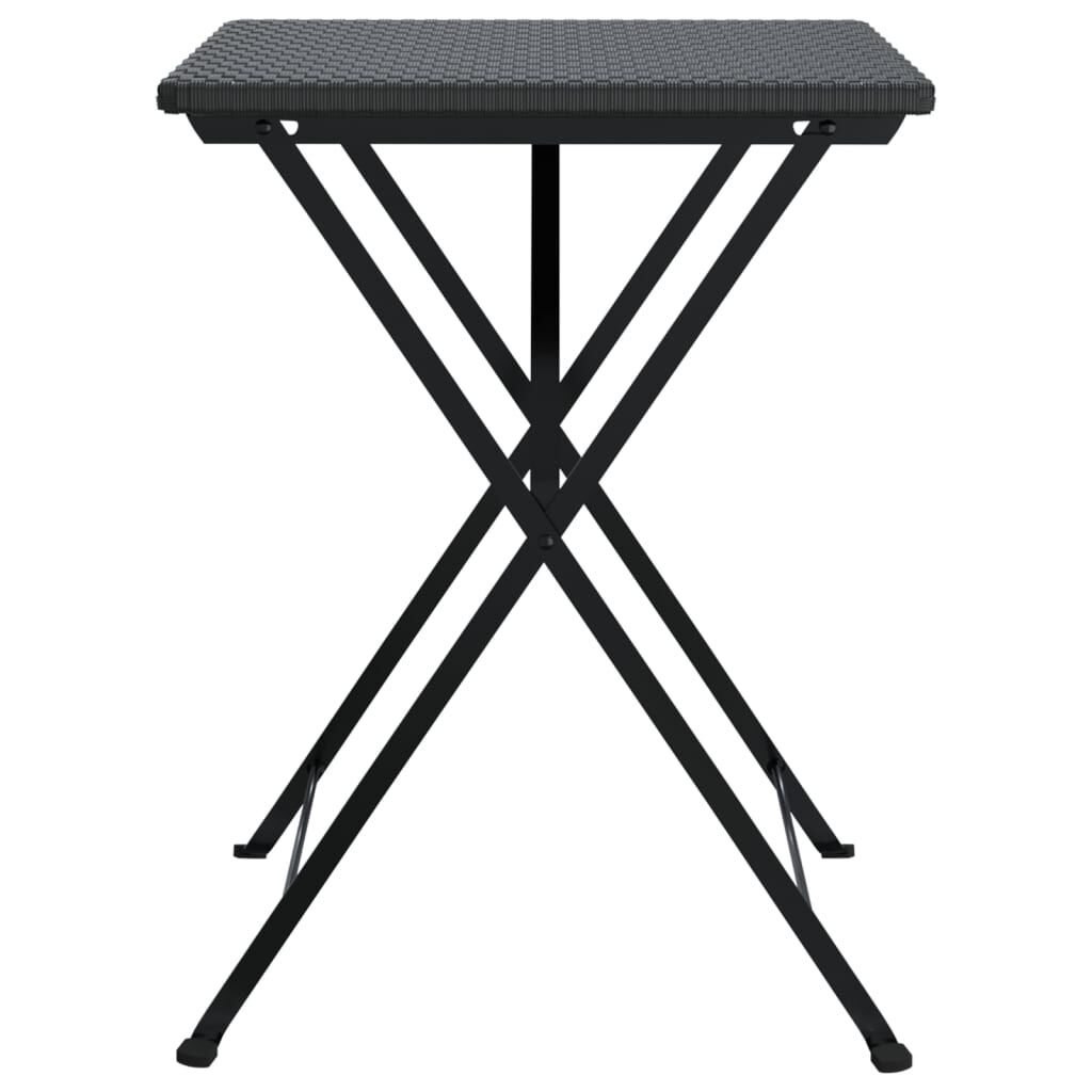 vidaXL Τραπέζι Bistro Πτυσσόμενο Μαύρο 55x54x71 εκ. Συνθετικό Ρατάν