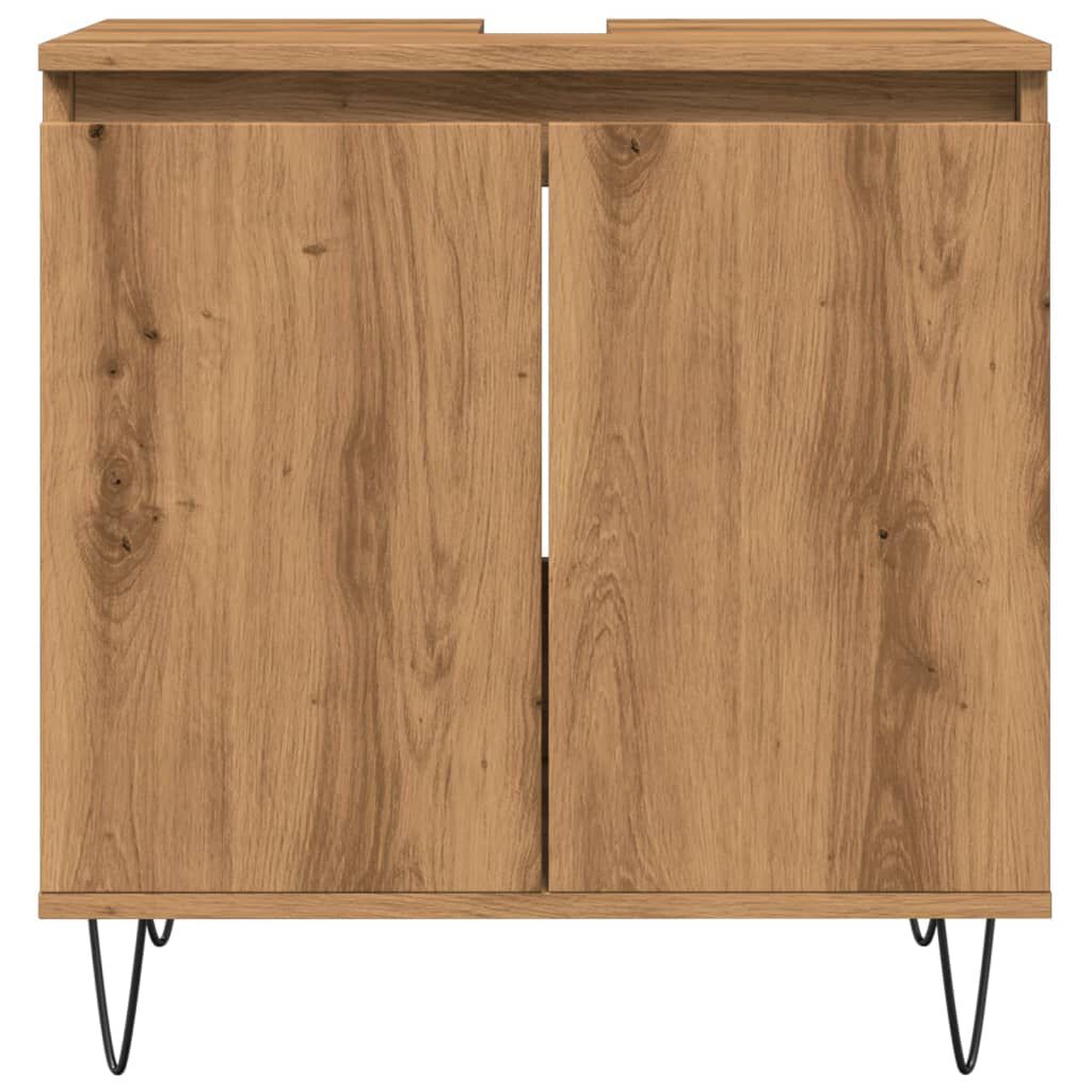 vidaXL Ντουλάπι Μπάνιου Δρυς τεχνίτης 58 x 33 x 60 εκ από Επεξεργ Ξύλο