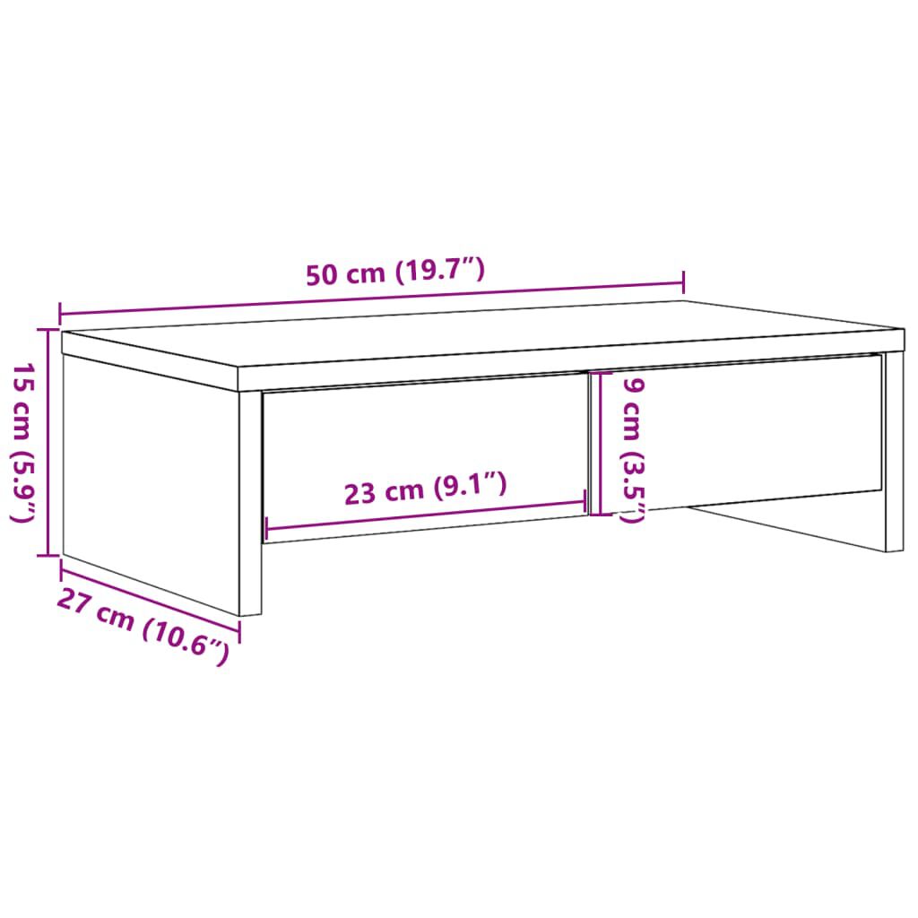 vidaXL Βάση Οθόνης με Συρτάρια Αρτισιανή Δρυς 50x27x15 εκ Επεξεργ Ξύλο