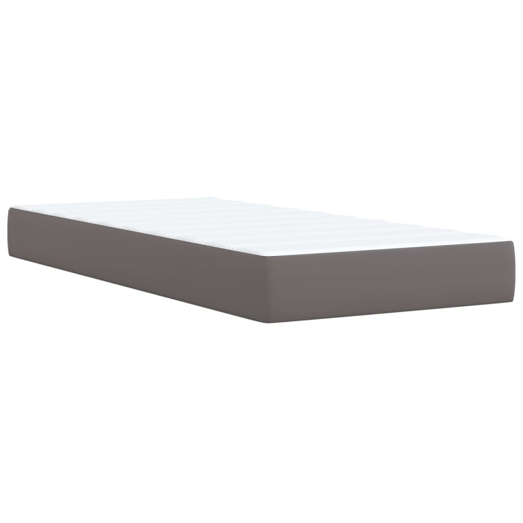 vidaXL Κρεβάτι Boxspring με Στρώμα Γκρι 100x200εκ. από Συνθετικό Δέρμα