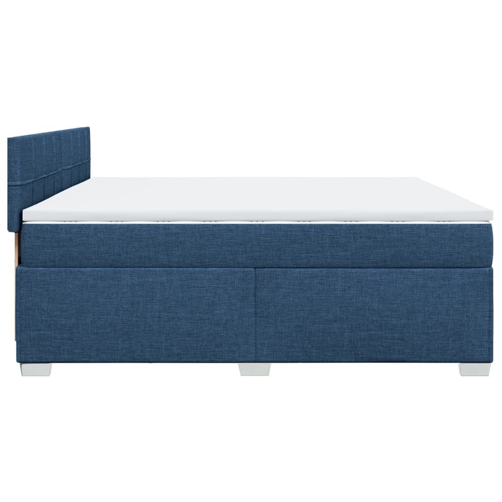 vidaXL Κρεβάτι Boxspring με Στρώμα Μπλε 200x200 εκ. Υφασμάτινο