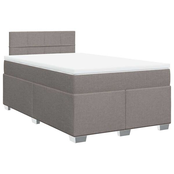 vidaXL Κρεβάτι Boxspring με Στρώμα Taupe 120x190 εκ. Υφασμάτινο