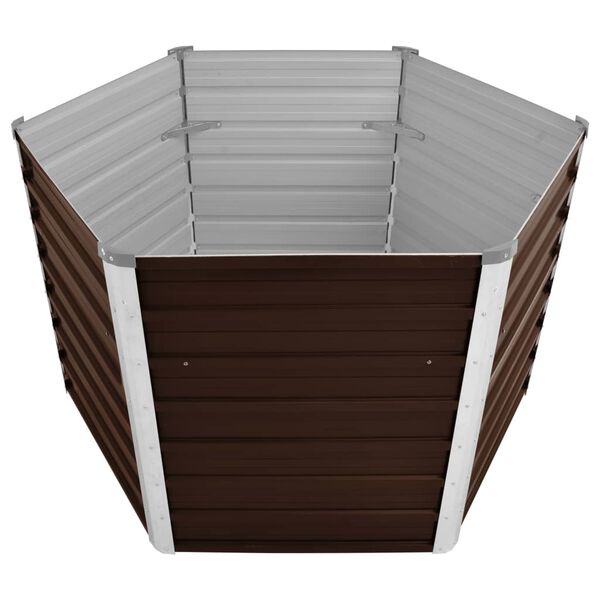 vidaXL Ζαρντινιέρα Υπερυψωμένη Καφέ 129x129x77 εκ. Γαλβανισμ. Χάλυβας
