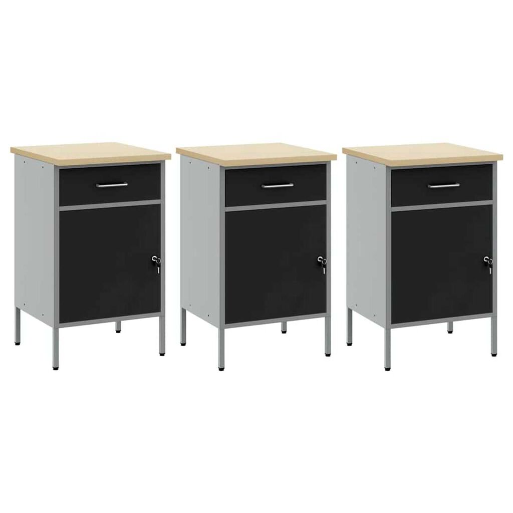 vidaXL Ντουλάπα Εργασίας 3 pcs Μαύρο και Γκρι 150 x 55 x 85 εκ