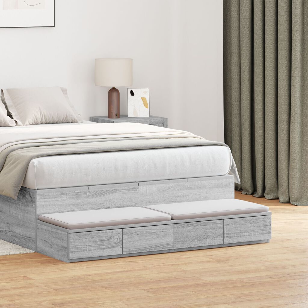 vidaXL Συρτάρια Κρεβατιού Γκρι Σονομά 120x36,5x16,5 cm Επεξεργασμένο Ξύλο
