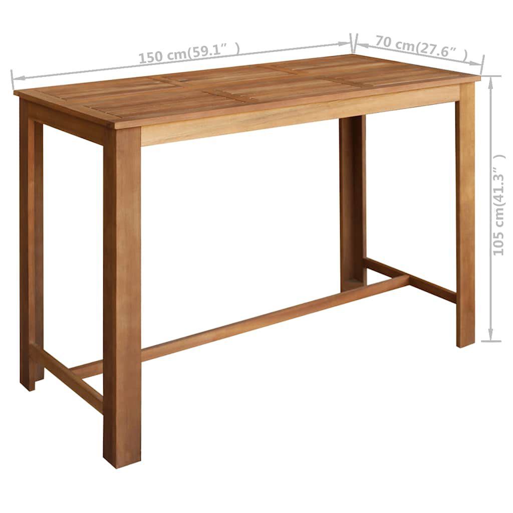 vidaXL Τραπέζι Μπαρ 150 x 70 x 105 εκ. από Μασίφ Ξύλο Ακακίας