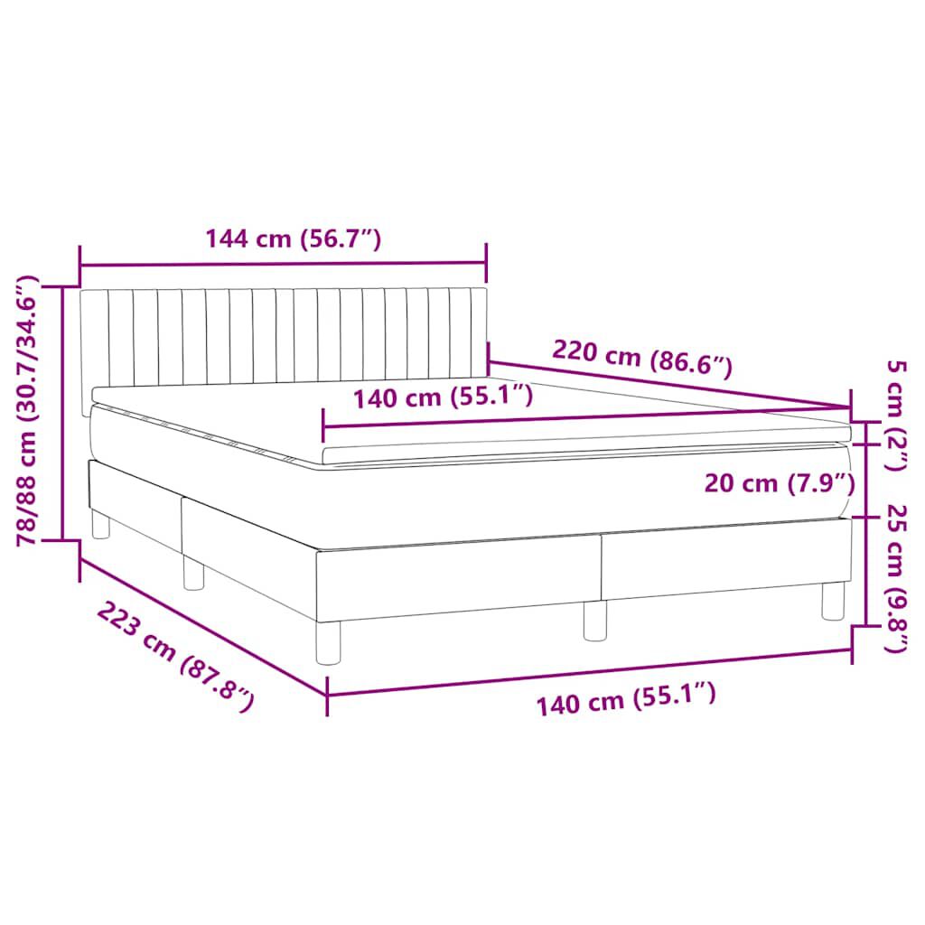 vidaXL Box Spring κρεβάτι με στρώμα σκούρο μπλε 140x220 cm Βελούδινο