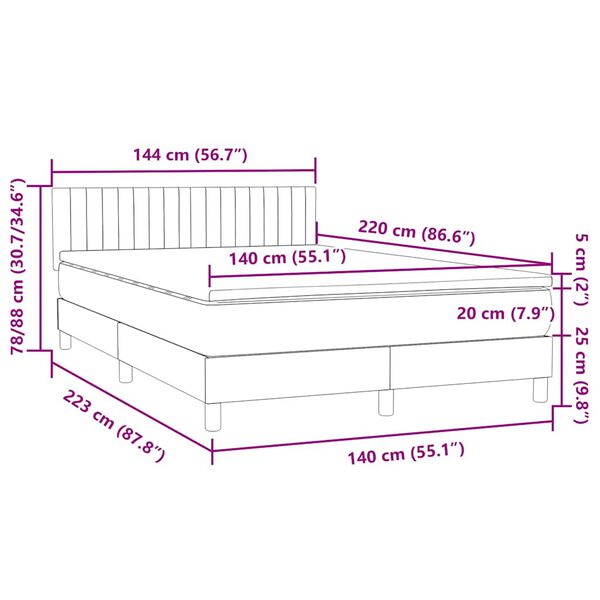 vidaXL Box Spring κρεβάτι με στρώμα σκούρο μπλε 140x220 cm Βελούδινο