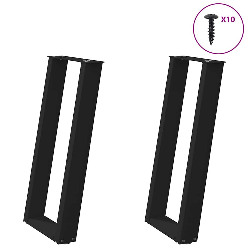 vidaXL Πόδια Κονσόλας σε Σχήμα U 2 τεμ. Μαύρο 28x(72-73) εκ. Ατσάλι