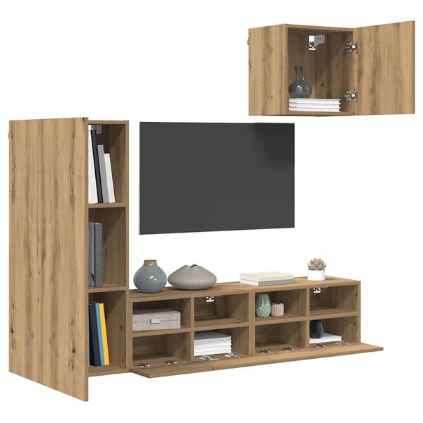 vidaXL &Mu;&omicron;&nu;ά&delta;&epsilon;&sigmaf; &Tau;&omicron;ί&chi;&omicron;&upsilon; &Tau;&eta;&lambda;&epsilon;ό&rho;&alpha;&sigma;&eta;&sigmaf; 4 pcs Artisan Oak &Epsilon;&pi;&epsilon;&xi;&epsilon;&rho;&gamma;&alpha;&sigma;&mu;έ&nu;&omicron; &xi;ύ&lambda;&omicron;
