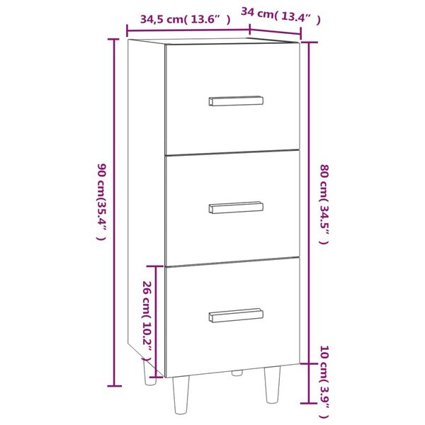 vidaXL Ντουλάπι Καφέ Δρυς 34,5 x 34 x 90 εκ. Επεξεργασμένο Ξύλο