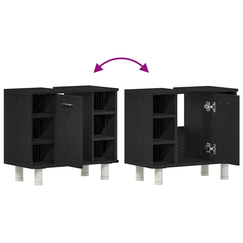 vidaXL Ντουλάπι Μπάνιου Μαύρο Δρυς 60x32x54 εκ. Επεξεργασμένο Ξύλο