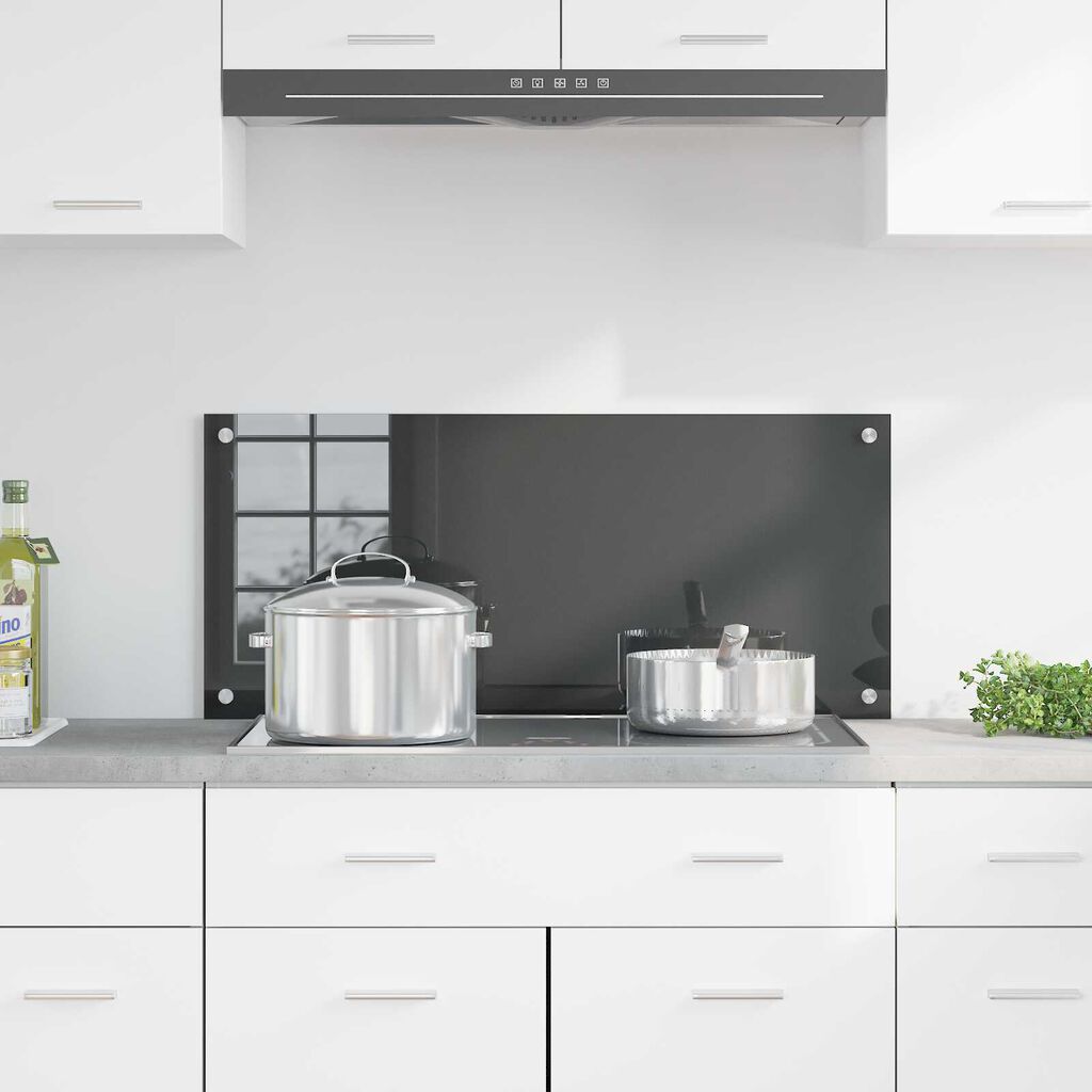 vidaXL Κουζίνα Πλακάκι Σκούρο Γκρι 90x40x0,6 εκ. Ψημένο Γυαλί