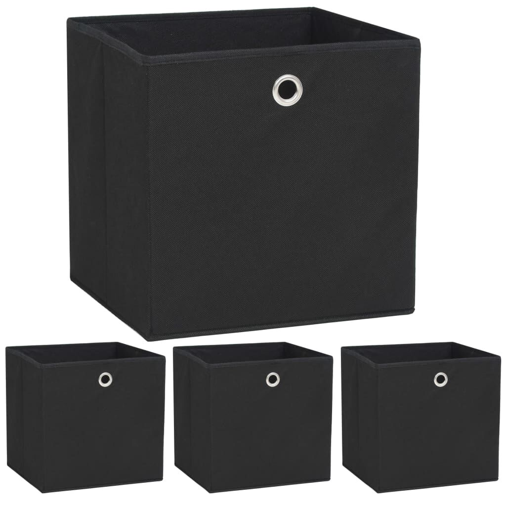 vidaXL Κουτιά Αποθήκευσης 4 τεμ. Μαύρα 32x32x32 εκ. Ύφασμα Non-woven