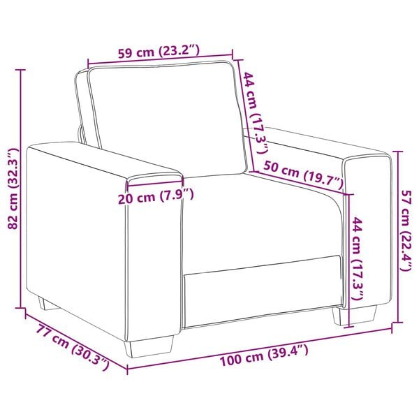 vidaXL Καναπές με μαξιλάρι Κρεμ 100 x 77 x 82 εκ ύφασμα
