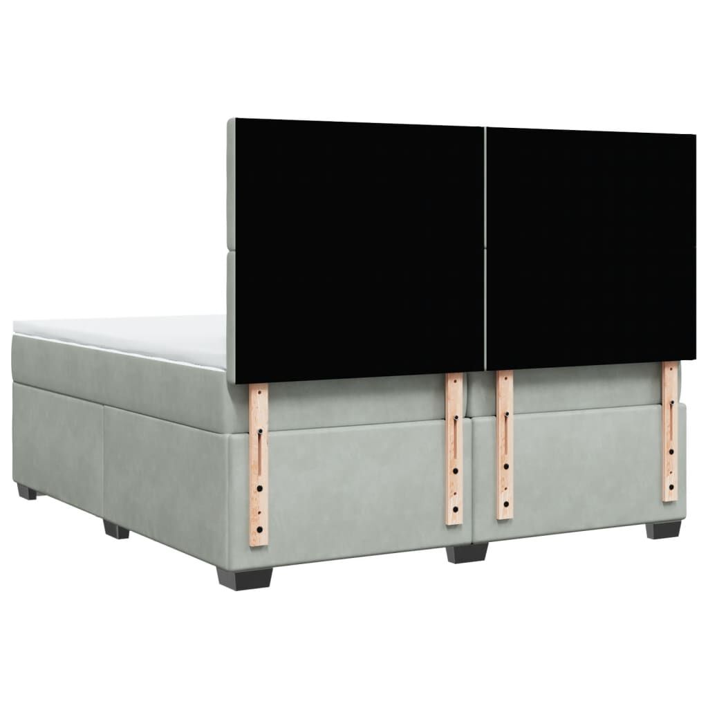 vidaXL Κρεβάτι Boxspring με Στρώμα Ανοιχτό Γκρι 200x200 εκ. Βελούδινο